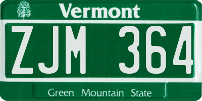 VT license plate ZJM364
