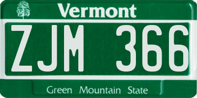 VT license plate ZJM366