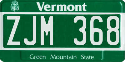 VT license plate ZJM368