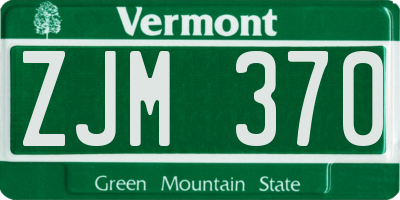VT license plate ZJM370