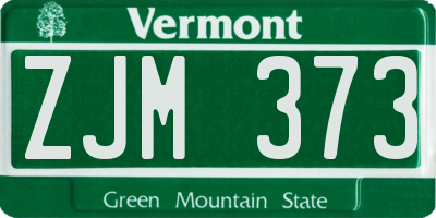VT license plate ZJM373