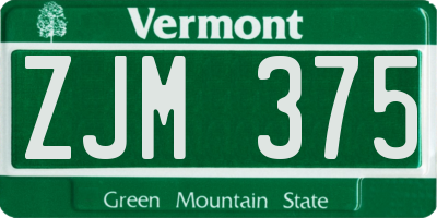 VT license plate ZJM375