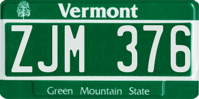 VT license plate ZJM376