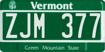 VT license plate ZJM377