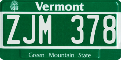 VT license plate ZJM378