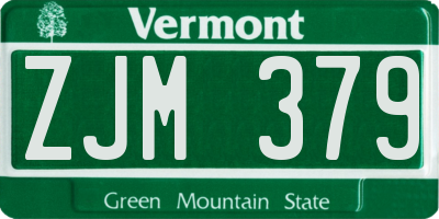 VT license plate ZJM379