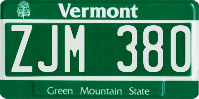 VT license plate ZJM380