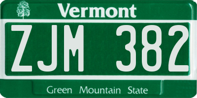 VT license plate ZJM382