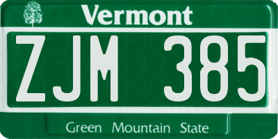 VT license plate ZJM385