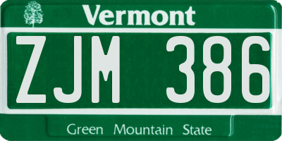 VT license plate ZJM386