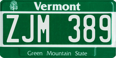 VT license plate ZJM389