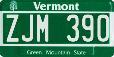 VT license plate ZJM390