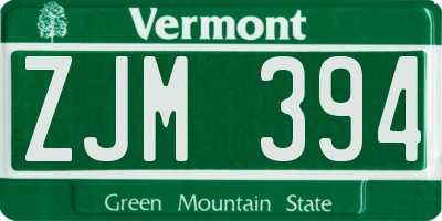VT license plate ZJM394