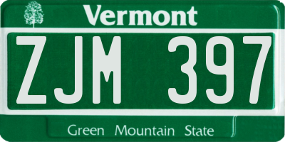 VT license plate ZJM397