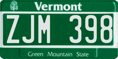 VT license plate ZJM398
