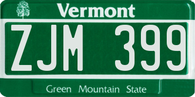 VT license plate ZJM399