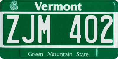 VT license plate ZJM402