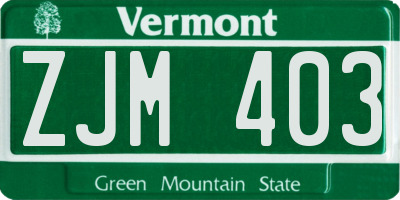 VT license plate ZJM403