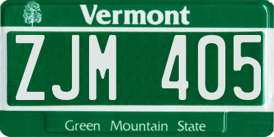 VT license plate ZJM405