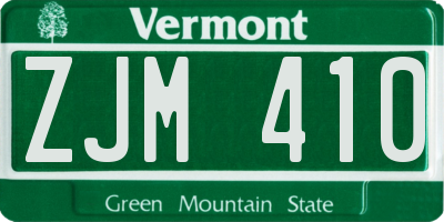 VT license plate ZJM410