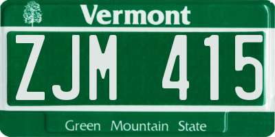 VT license plate ZJM415