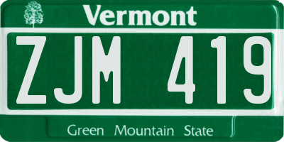 VT license plate ZJM419