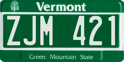 VT license plate ZJM421