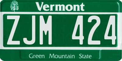 VT license plate ZJM424