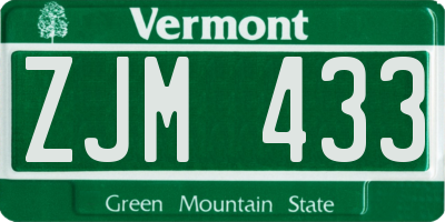 VT license plate ZJM433