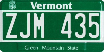 VT license plate ZJM435
