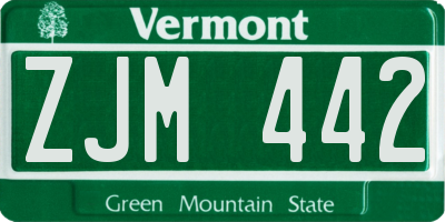 VT license plate ZJM442