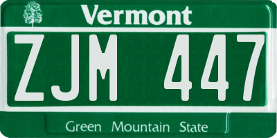 VT license plate ZJM447
