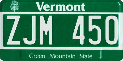VT license plate ZJM450