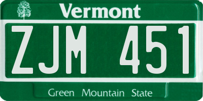 VT license plate ZJM451
