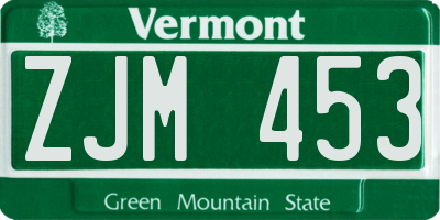 VT license plate ZJM453