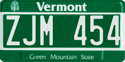 VT license plate ZJM454