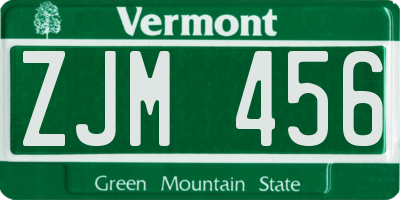 VT license plate ZJM456