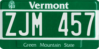 VT license plate ZJM457