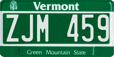 VT license plate ZJM459