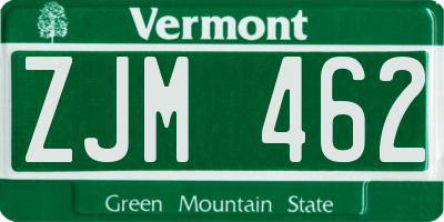 VT license plate ZJM462