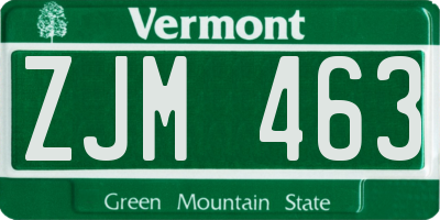 VT license plate ZJM463