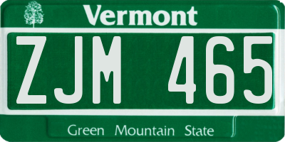 VT license plate ZJM465