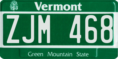 VT license plate ZJM468