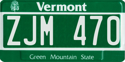 VT license plate ZJM470