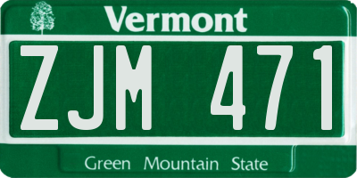 VT license plate ZJM471