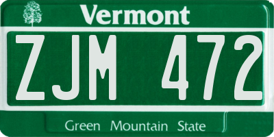 VT license plate ZJM472