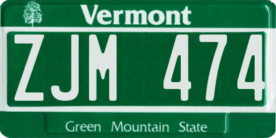 VT license plate ZJM474