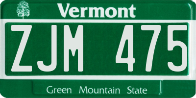 VT license plate ZJM475