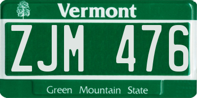 VT license plate ZJM476