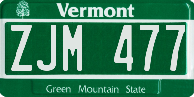 VT license plate ZJM477